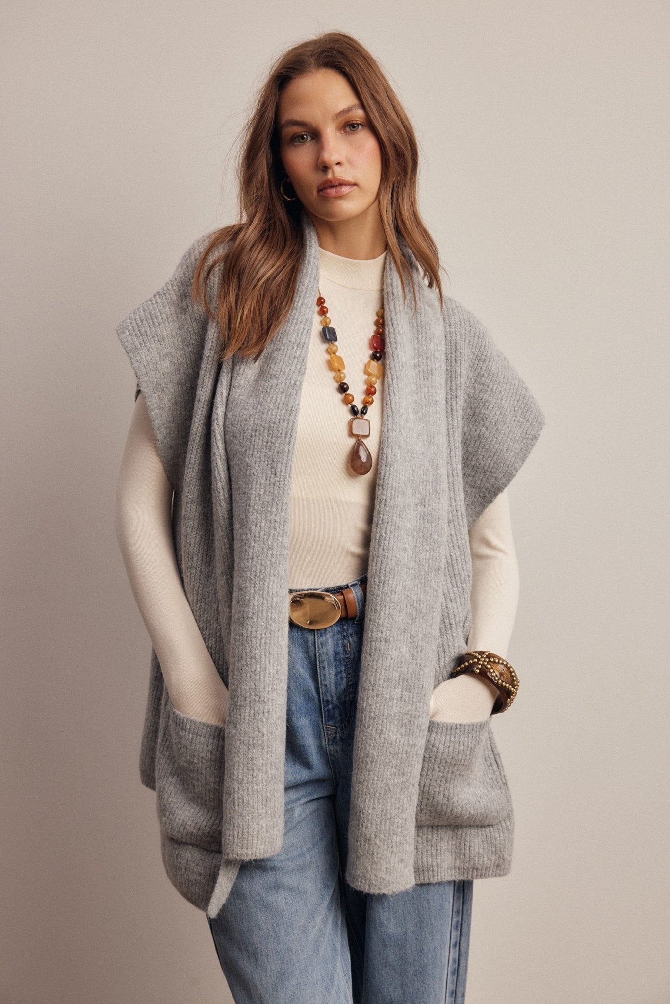 Under Wraps Scarf Knit Vest - Westly
