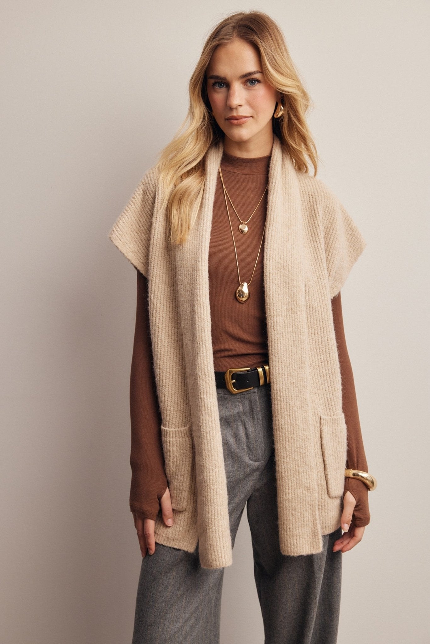 Under Wraps Scarf Knit Vest - Westly