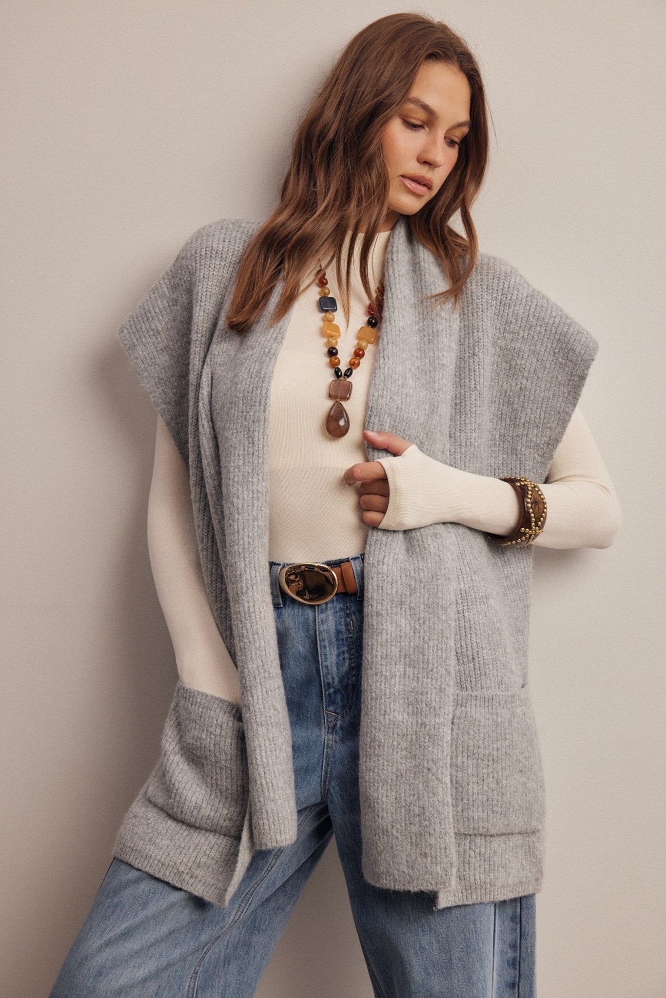 Under Wraps Scarf Knit Vest - Westly
