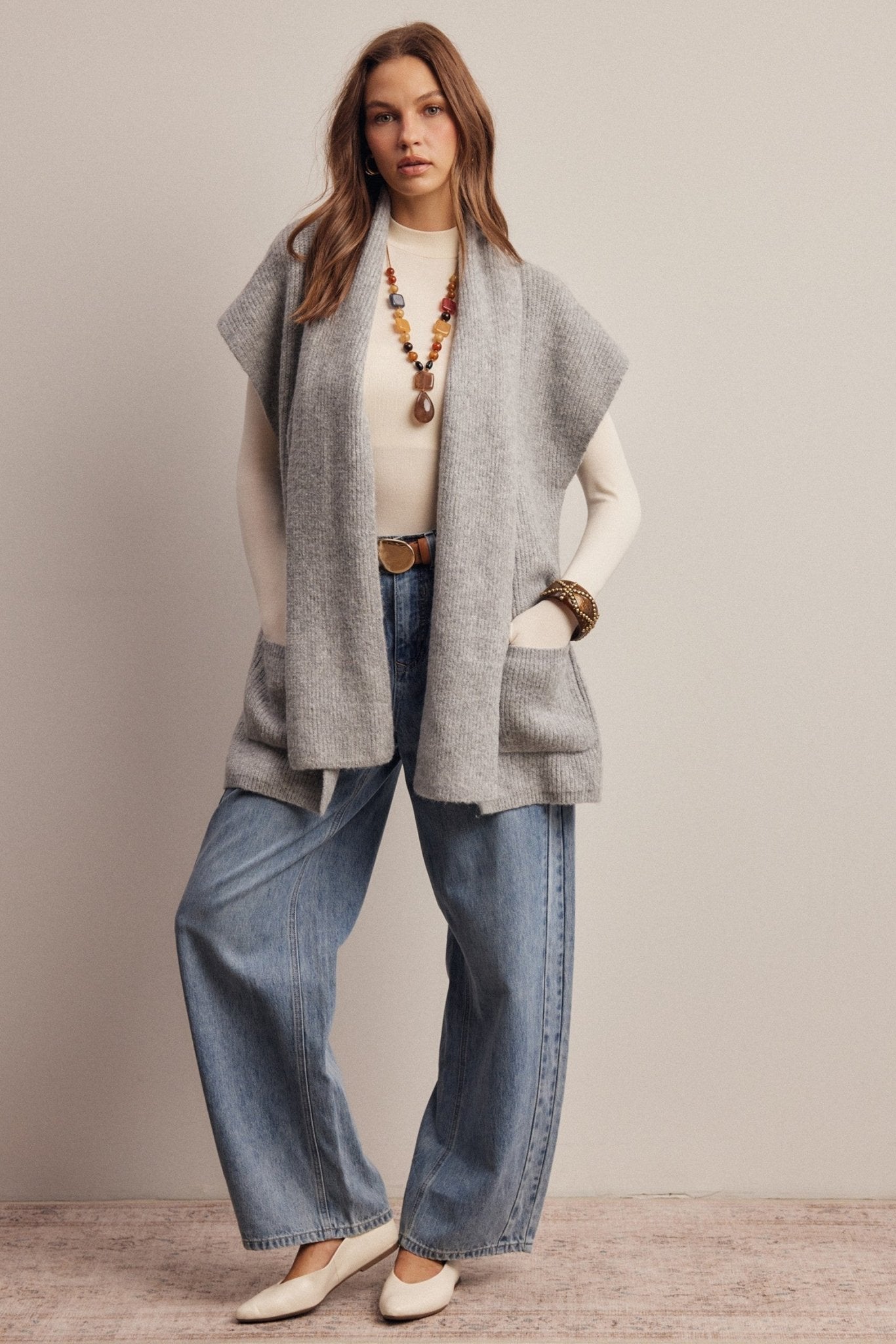 Under Wraps Scarf Knit Vest - Westly
