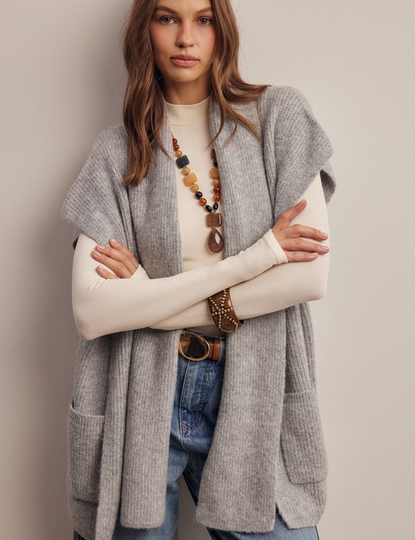 Under Wraps Scarf Knit Vest - Westly