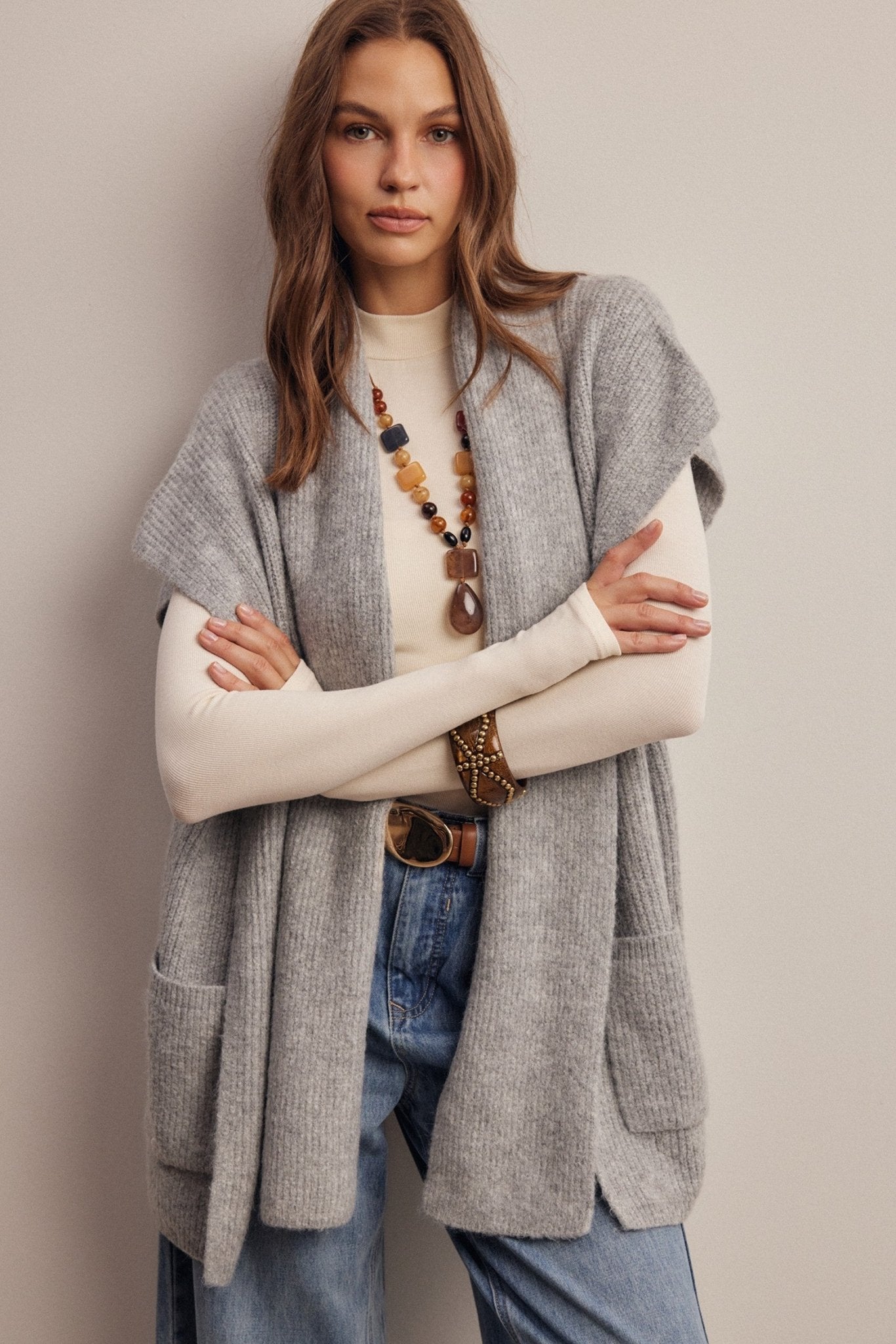 Under Wraps Scarf Knit Vest - Westly