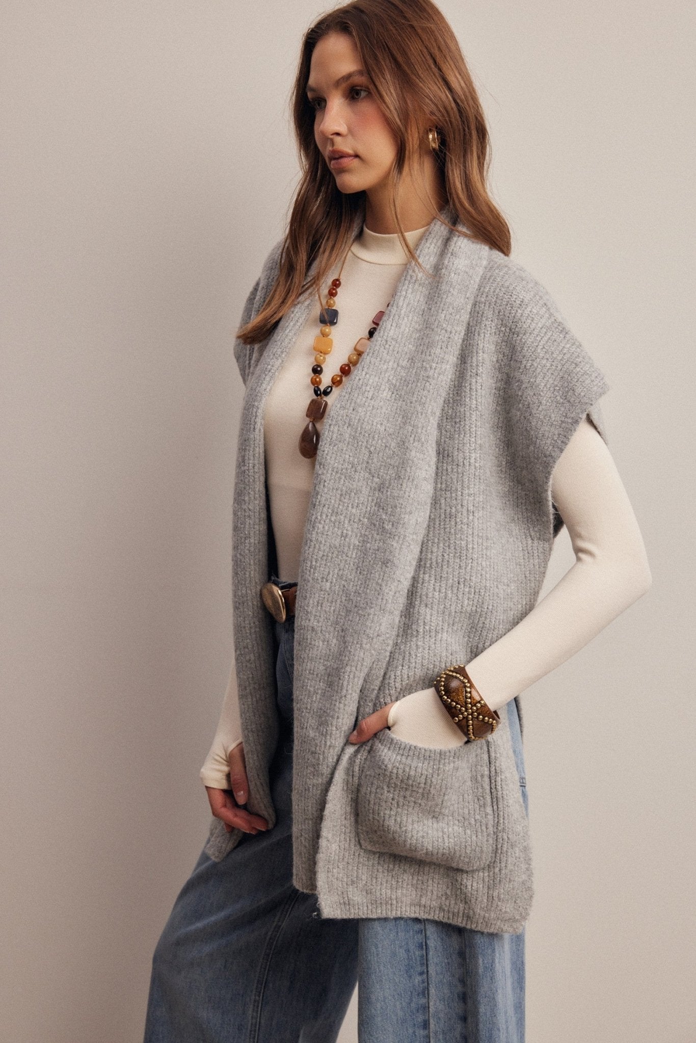 Under Wraps Scarf Knit Vest - Westly