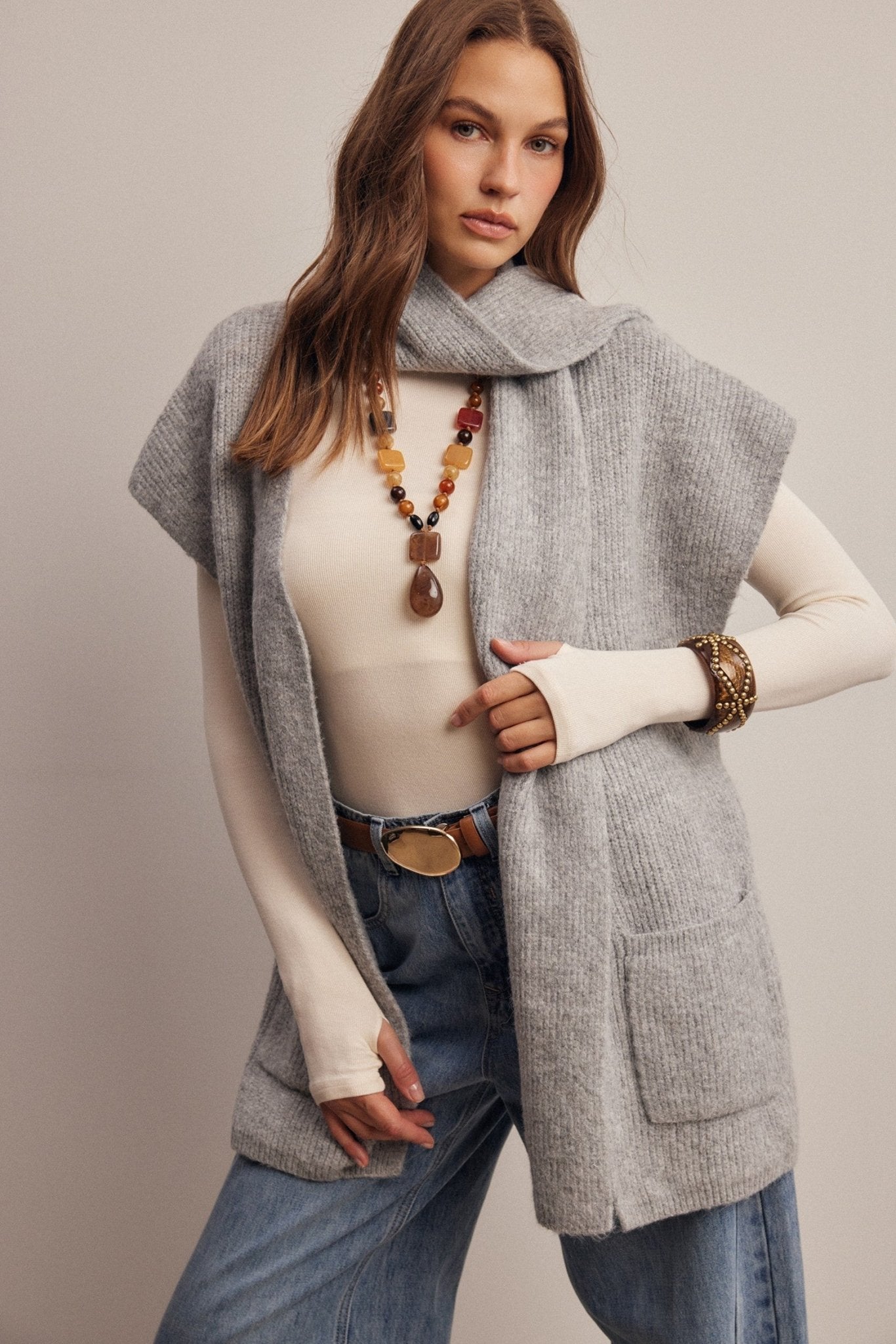 Under Wraps Scarf Knit Vest - Westly