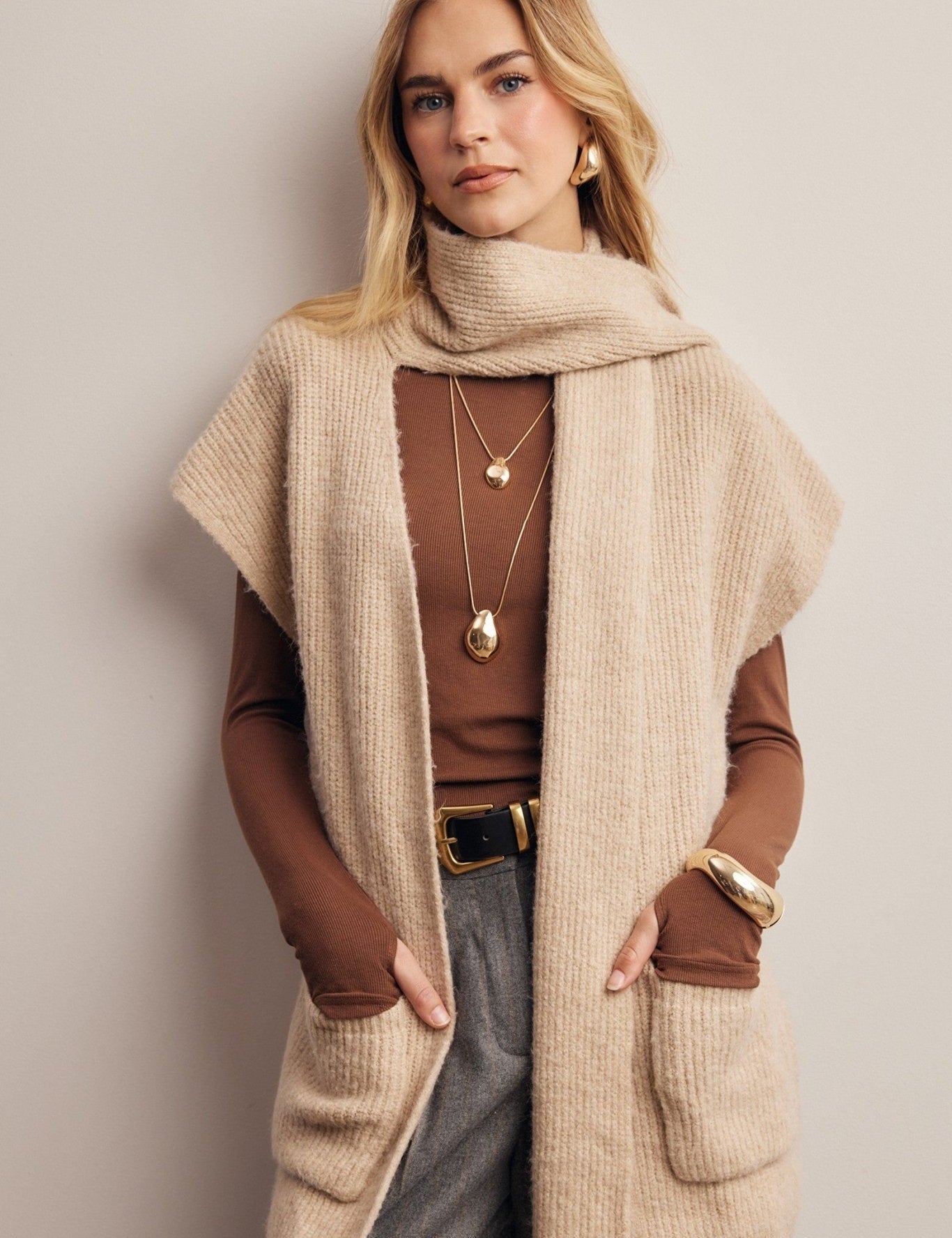 Under Wraps Scarf Knit Vest - Westly