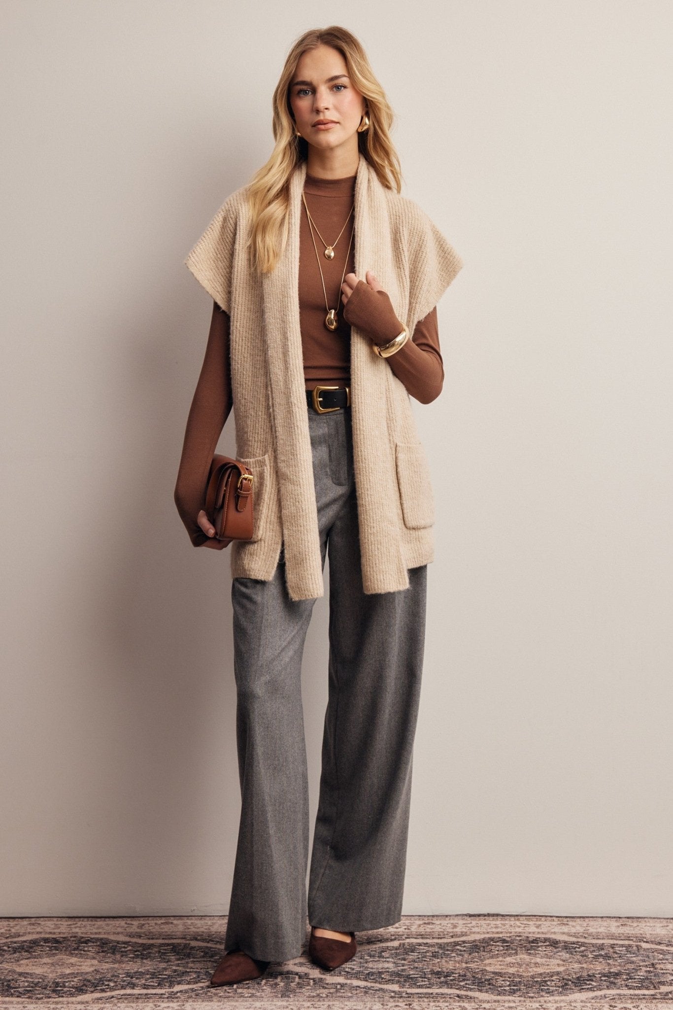 Under Wraps Scarf Knit Vest - Westly