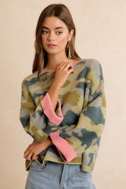 Underbrush Contrast Trim Camo Sweater - Westly