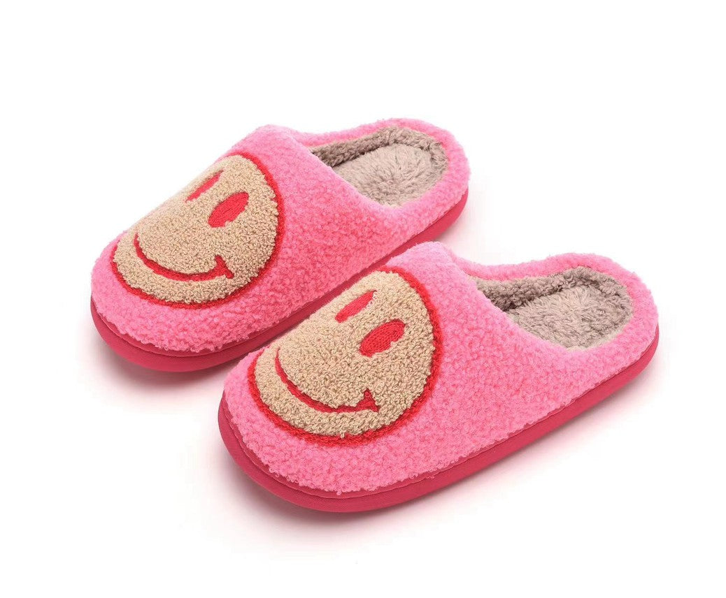 Upbeat Smiley Face Slippers - Fuchsia Yellow - product photo 01