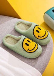 Upbeat Smiley Face Slippers - Mint Yellow - product photo 01