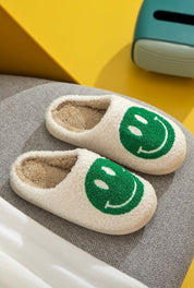 Upbeat Smiley Face Slippers - White Green - product photo 01