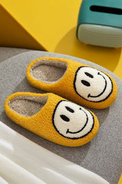 Upbeat Smiley Face Slippers - Yellow White - product photo 01