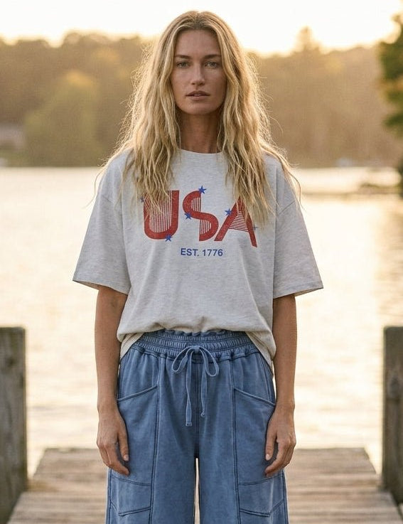 USA 1776 Oversized Graphic Tee - Westly