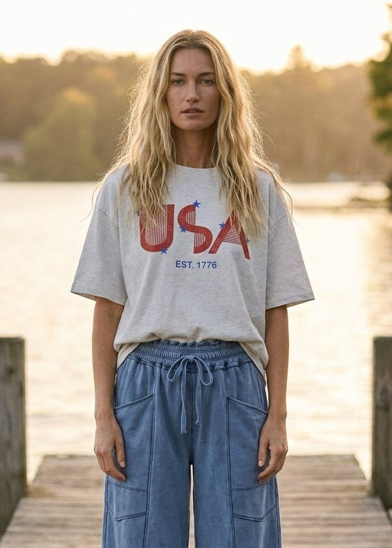 USA 1776 Oversized Graphic Tee - Westly