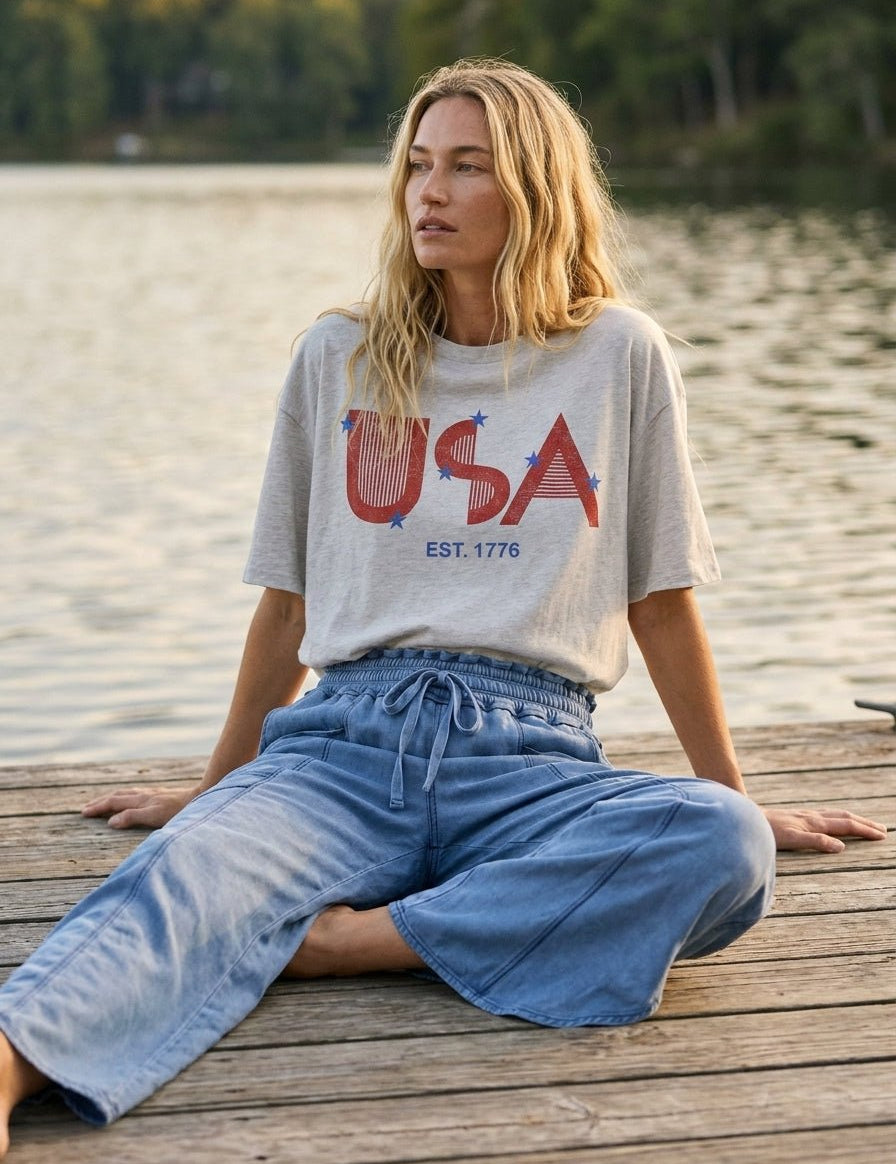 USA 1776 Oversized Graphic Tee - Westly