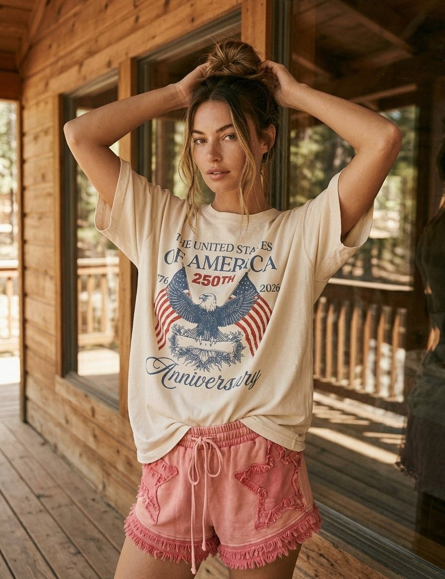 USA 250th Anniversary Oversized Graphic Tee - Westly