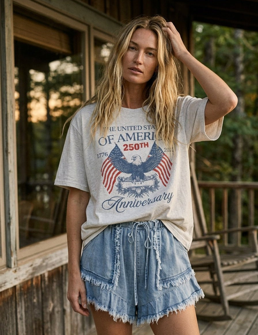 USA 250th Anniversary Oversized Graphic Tee - Westly