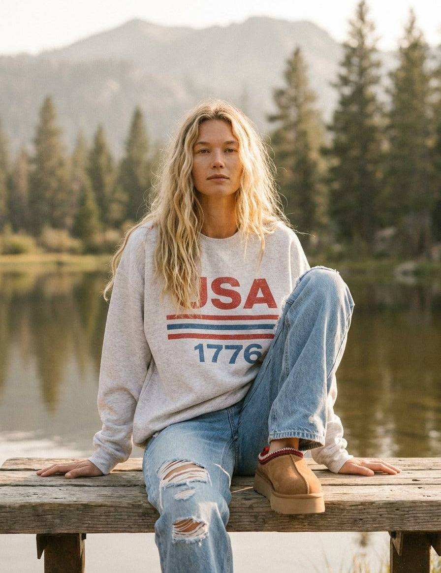 USA Est 1776 Oversized Graphic Sweatshirt - Westly
