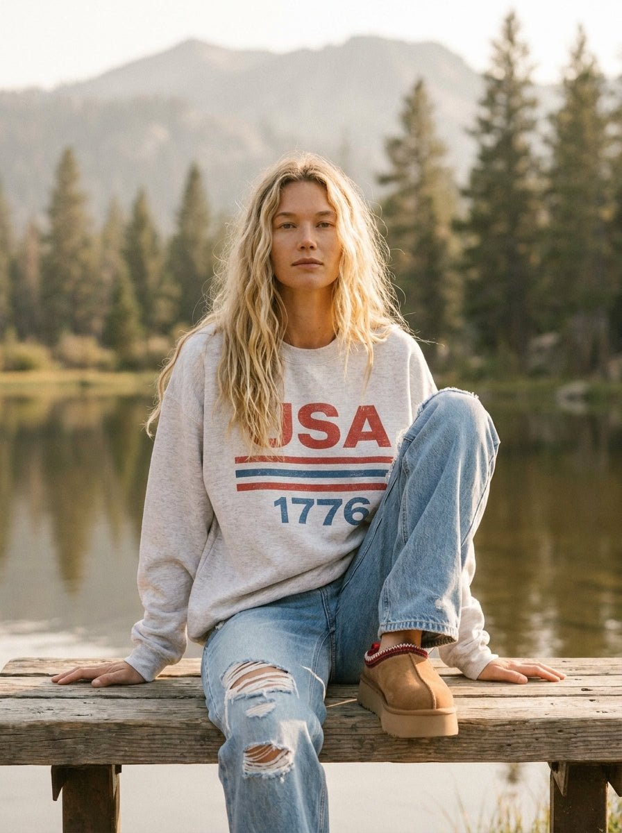 USA Est 1776 Oversized Graphic Sweatshirt - Westly
