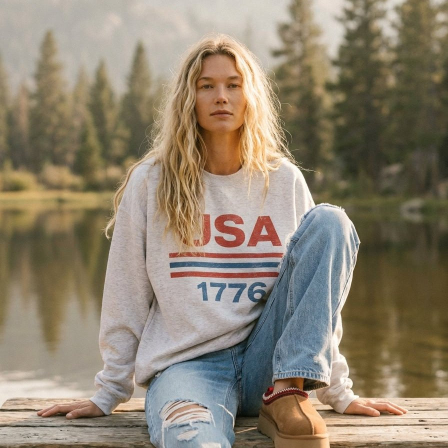 USA Est 1776 Oversized Graphic Sweatshirt - Westly