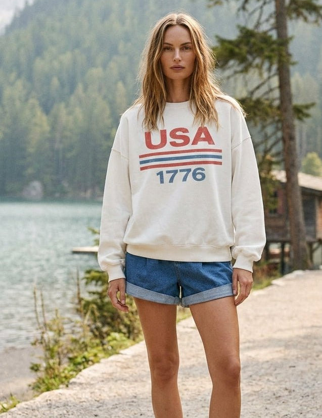 USA Est 1776 Oversized Graphic Sweatshirt - Westly