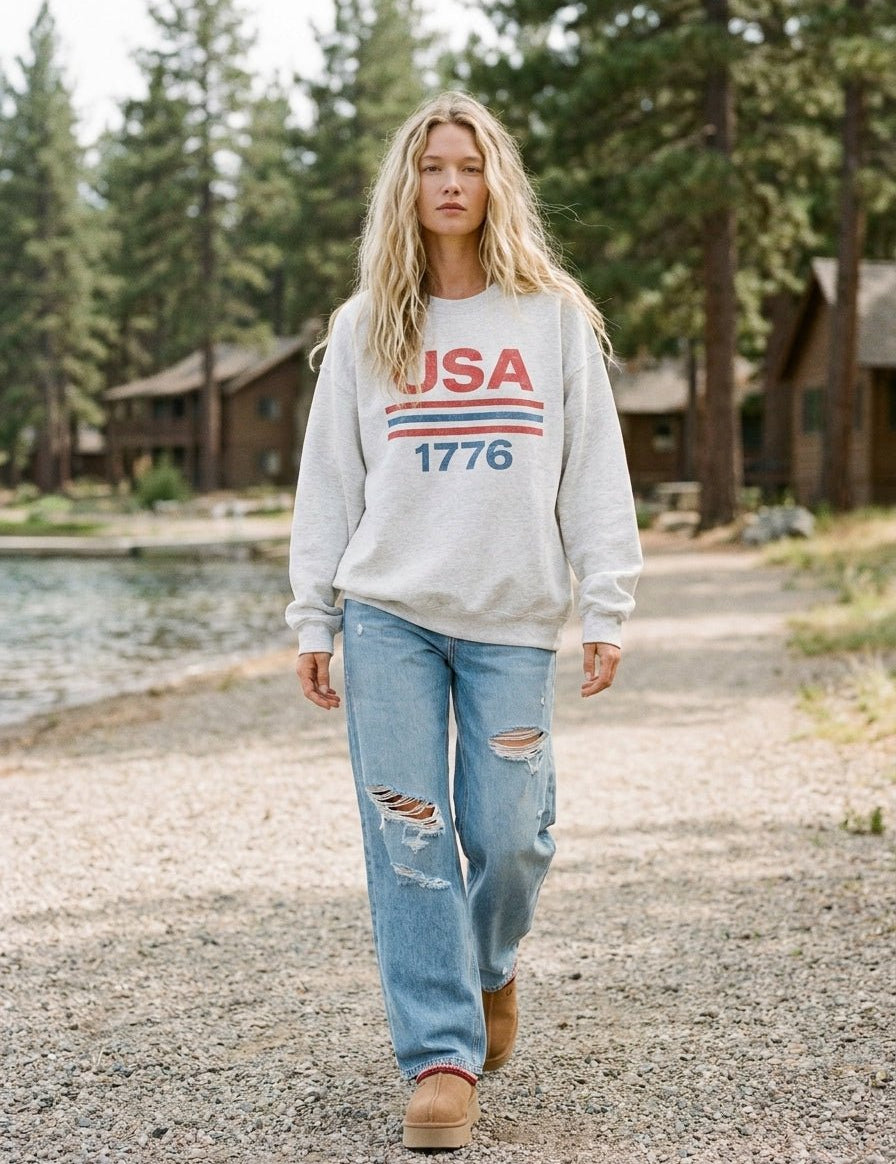 USA Est 1776 Oversized Graphic Sweatshirt - Westly