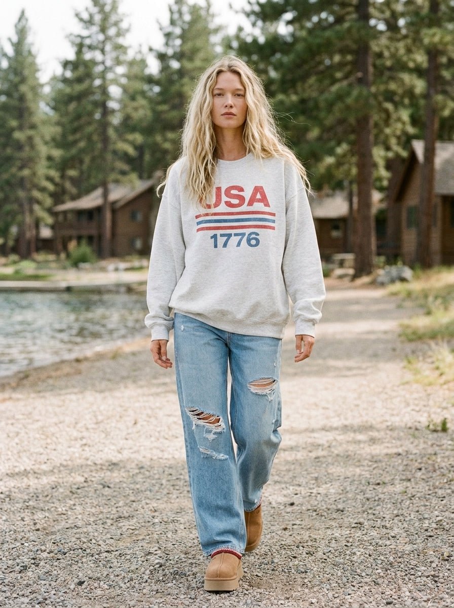 USA Est 1776 Oversized Graphic Sweatshirt - Westly