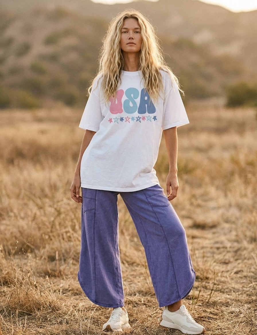 USA Girlie Oversized Graphic Tee - Westly