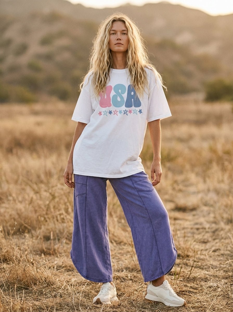 USA Girlie Oversized Graphic Tee - Westly