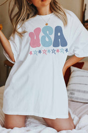 USA Girlie Oversized Graphic Tee - Westly