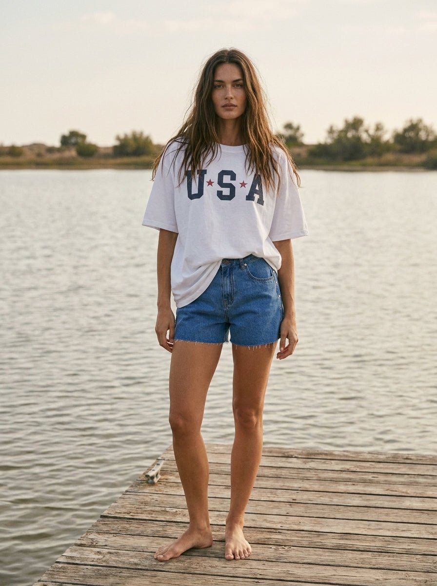 USA Stars Oversized Graphic Tee - Westly