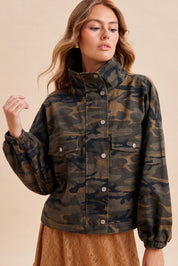 Utility Grove Camo Stand Collar Jacket in Taupe - product photo 1