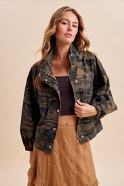 Utility Grove Camo Stand Collar Jacket in Taupe - product photo 2