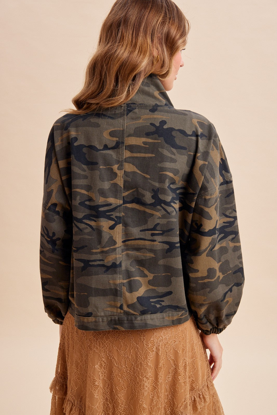 Utility Grove Camo Stand Collar Jacket in Taupe - product photo 5