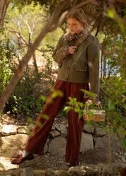 Utility Romance Floral Trim Utility Jacket in Deep Khaki Combo, photo 3
