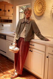 Utility Romance Floral Trim Utility Jacket in Deep Khaki Combo, photo 7