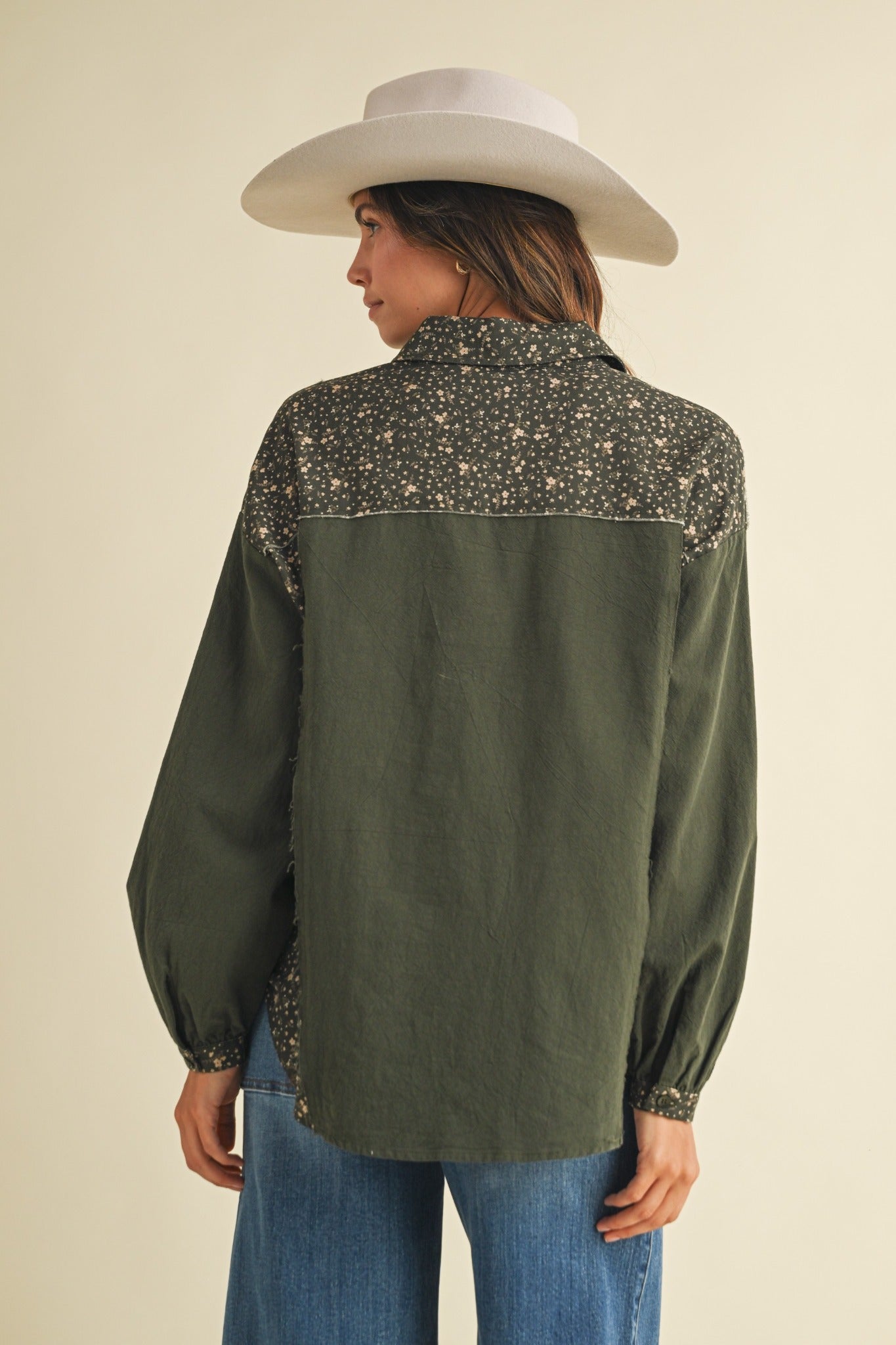 Vagabond Ditsy Print Loose Fit Button Down Shirt - Westly