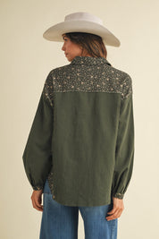 Vagabond Ditsy Print Loose Fit Button Down Shirt - Westly