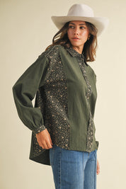 Vagabond Ditsy Print Loose Fit Button Down Shirt - Westly