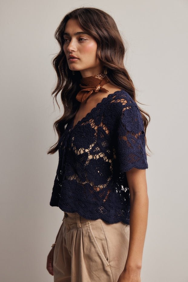 Valencia Crochet Lace Short Sleeve Top - Westly