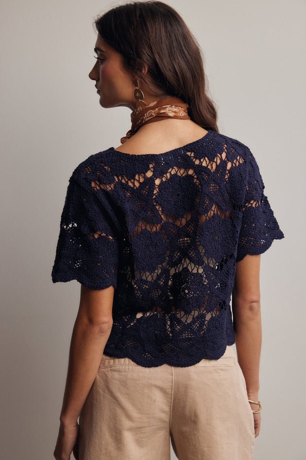 Valencia Crochet Lace Short Sleeve Top - Westly