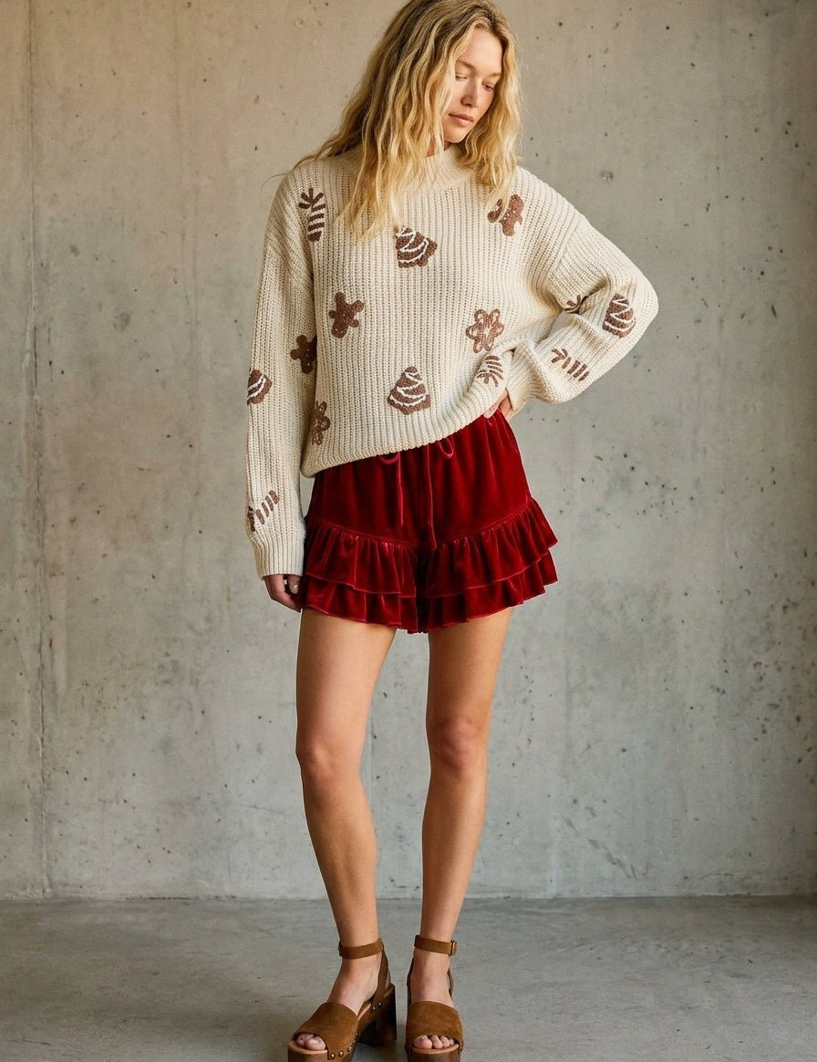 Velvet Eve Ruffle Hem Shorts - Westly