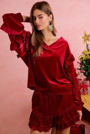 Velvet Eve Ruffle Hem Shorts - Westly