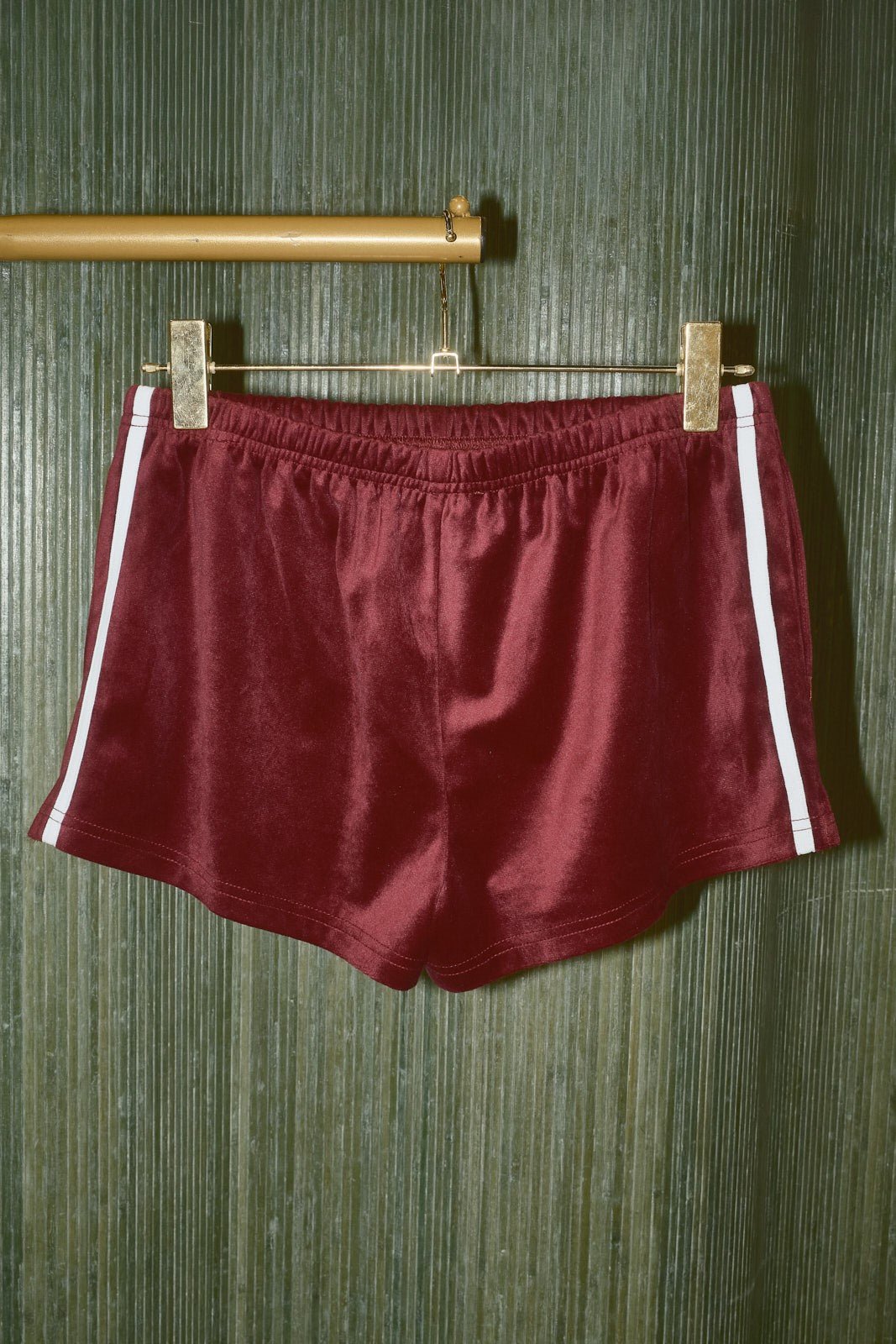 Velvet Track Side Stripe Velvet Shorts - Westly