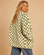 Venice Beach Checkered Faux Fur Cardigan - Westly