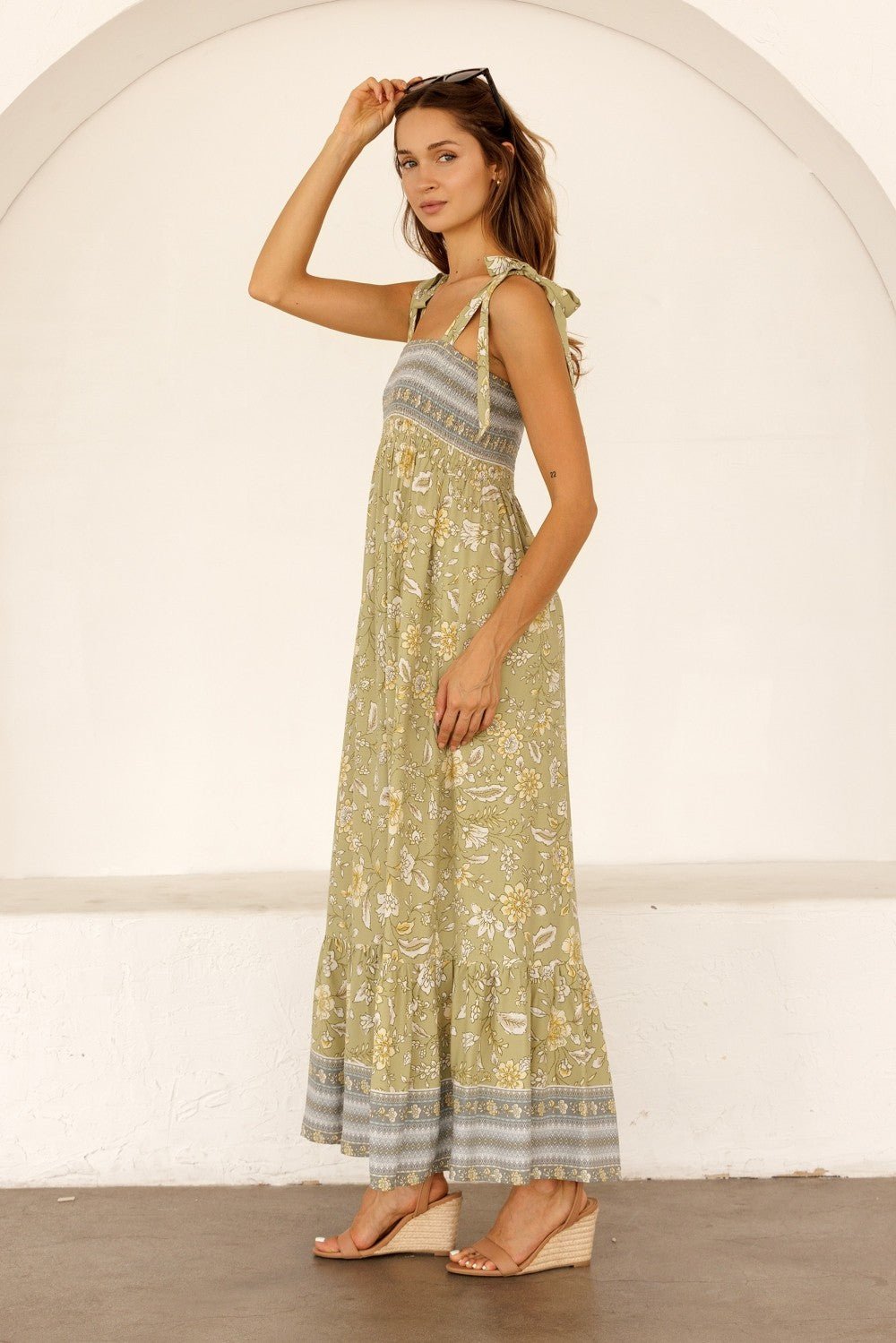 Veranda Floral Tie Strap Maxi Dress - Westly