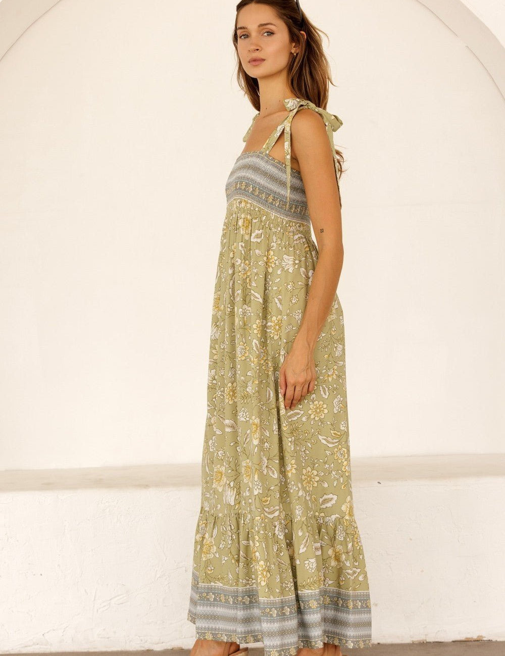 Veranda Floral Tie Strap Maxi Dress - Westly