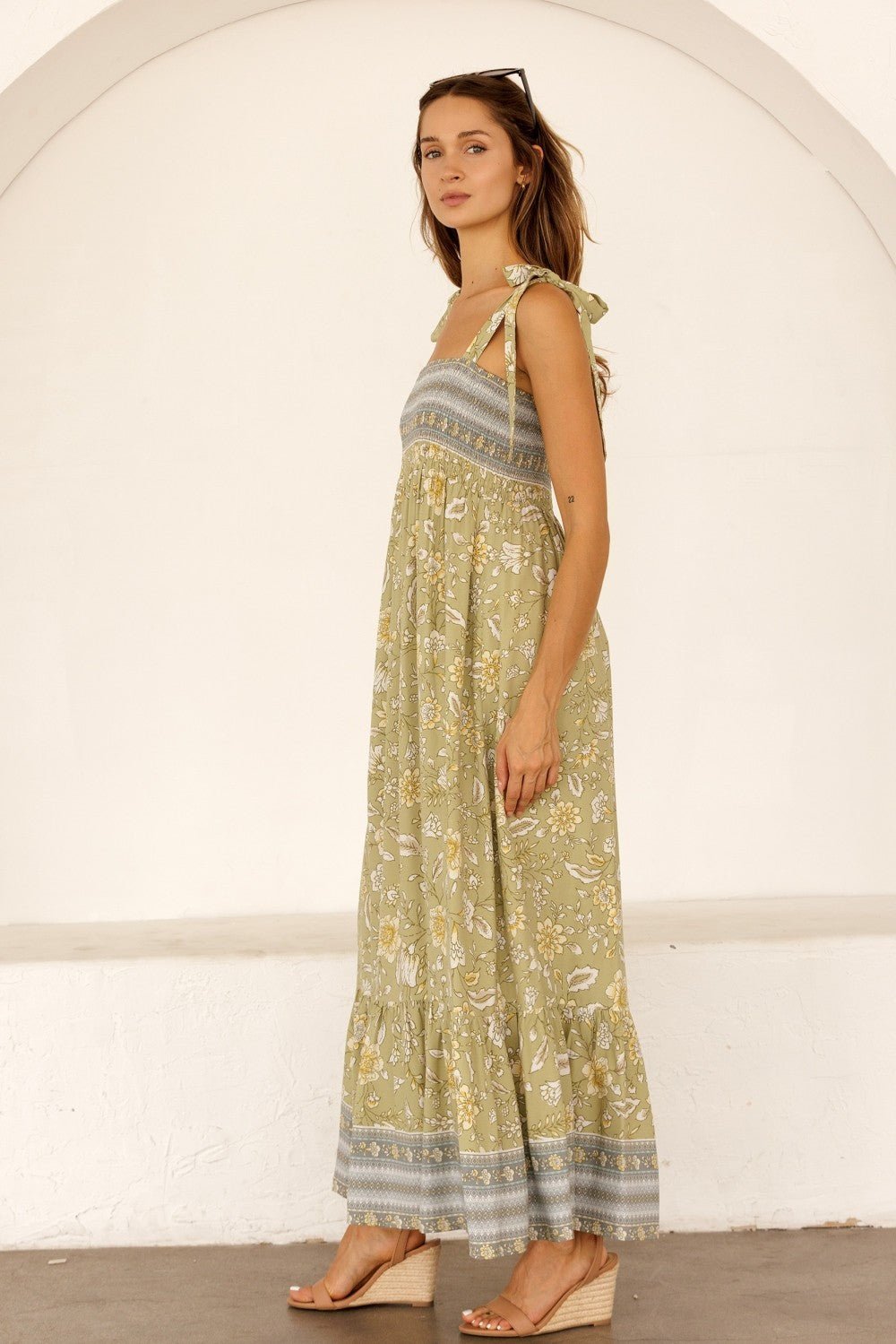 Veranda Floral Tie Strap Maxi Dress - Westly