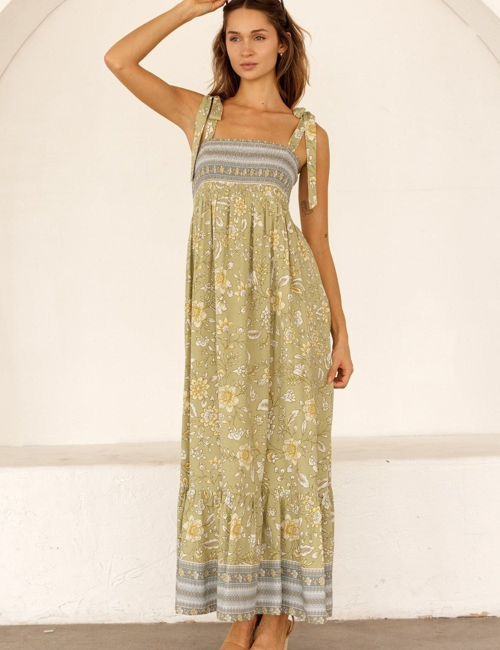 Veranda Floral Tie Strap Maxi Dress - Westly