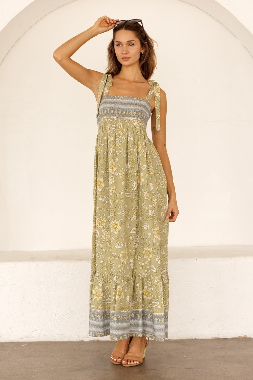 Veranda Floral Tie Strap Maxi Dress - Westly