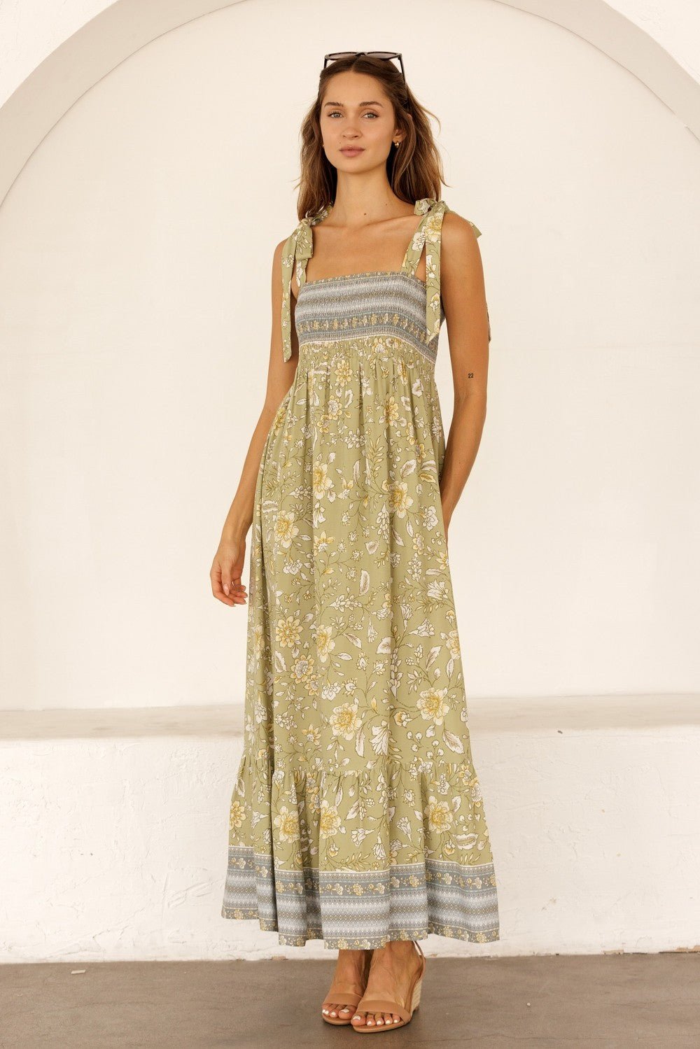 Veranda Floral Tie Strap Maxi Dress - Westly